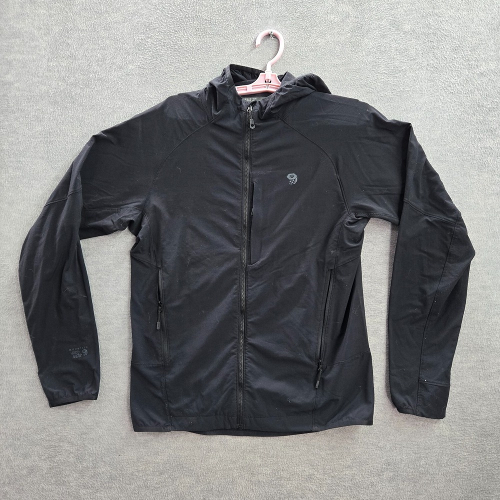 Mountain Hardwear Women Hoodie S Black Full‎ Zip Long Sleeve Logo Nylon Pockets